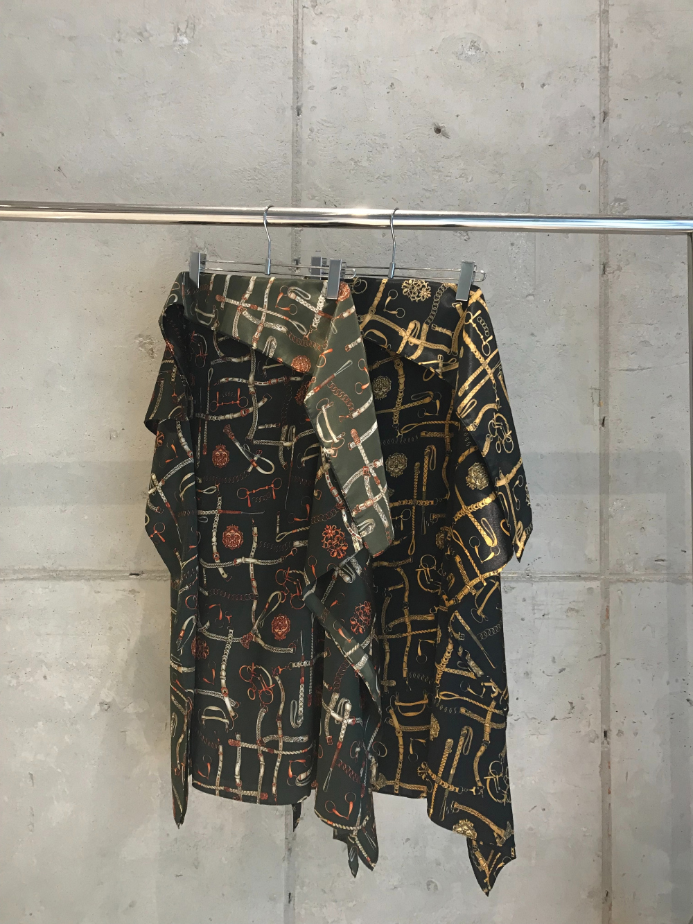 Printed Unbalance Skirt-KHAKI 7