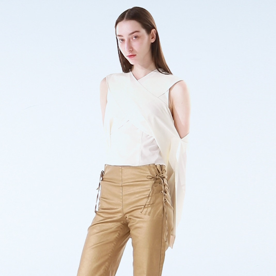 KNOTTED BLOUSE-WHITE