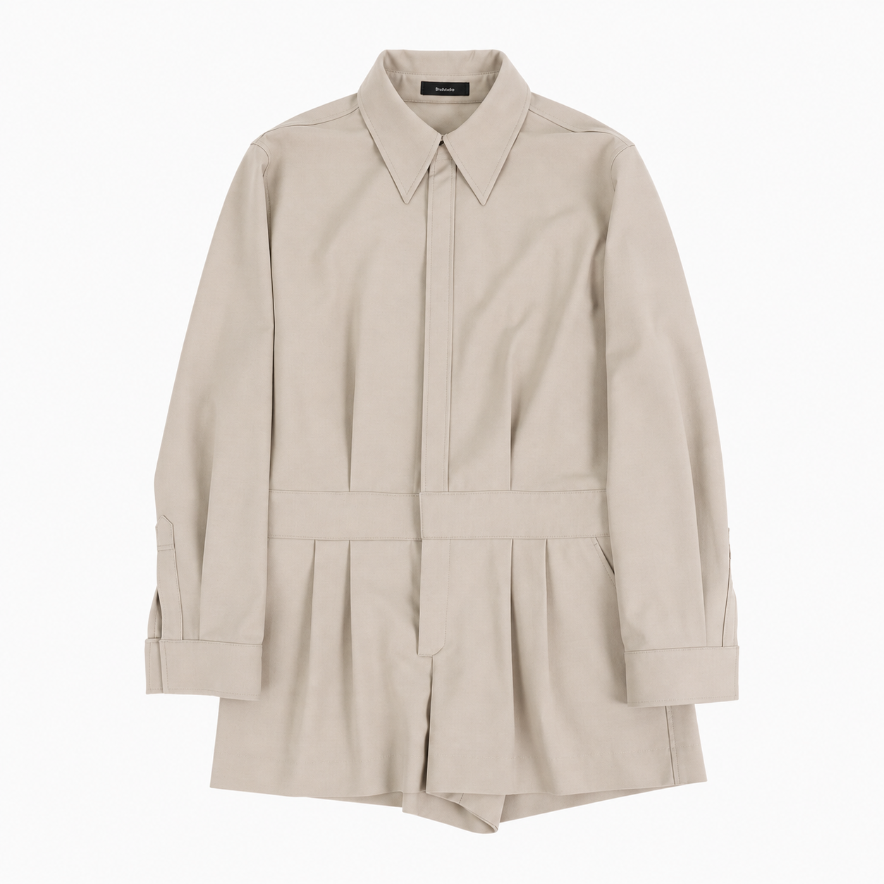 WOMENS SHIRT COLLAR JUMPSUIT-BEIGE, BLACK 6