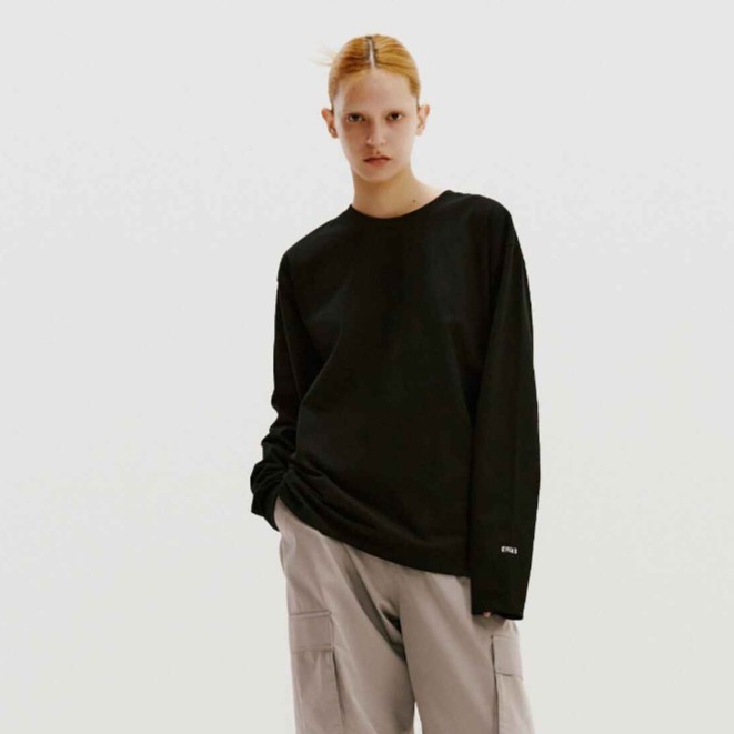 長袖Tシャツ-黒 (BLK) 2