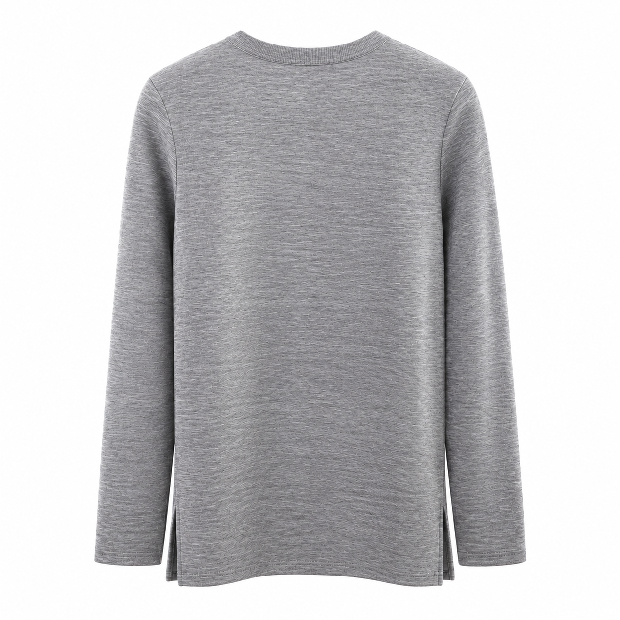 Ribbed brushed simple t-shirt-Melange 2