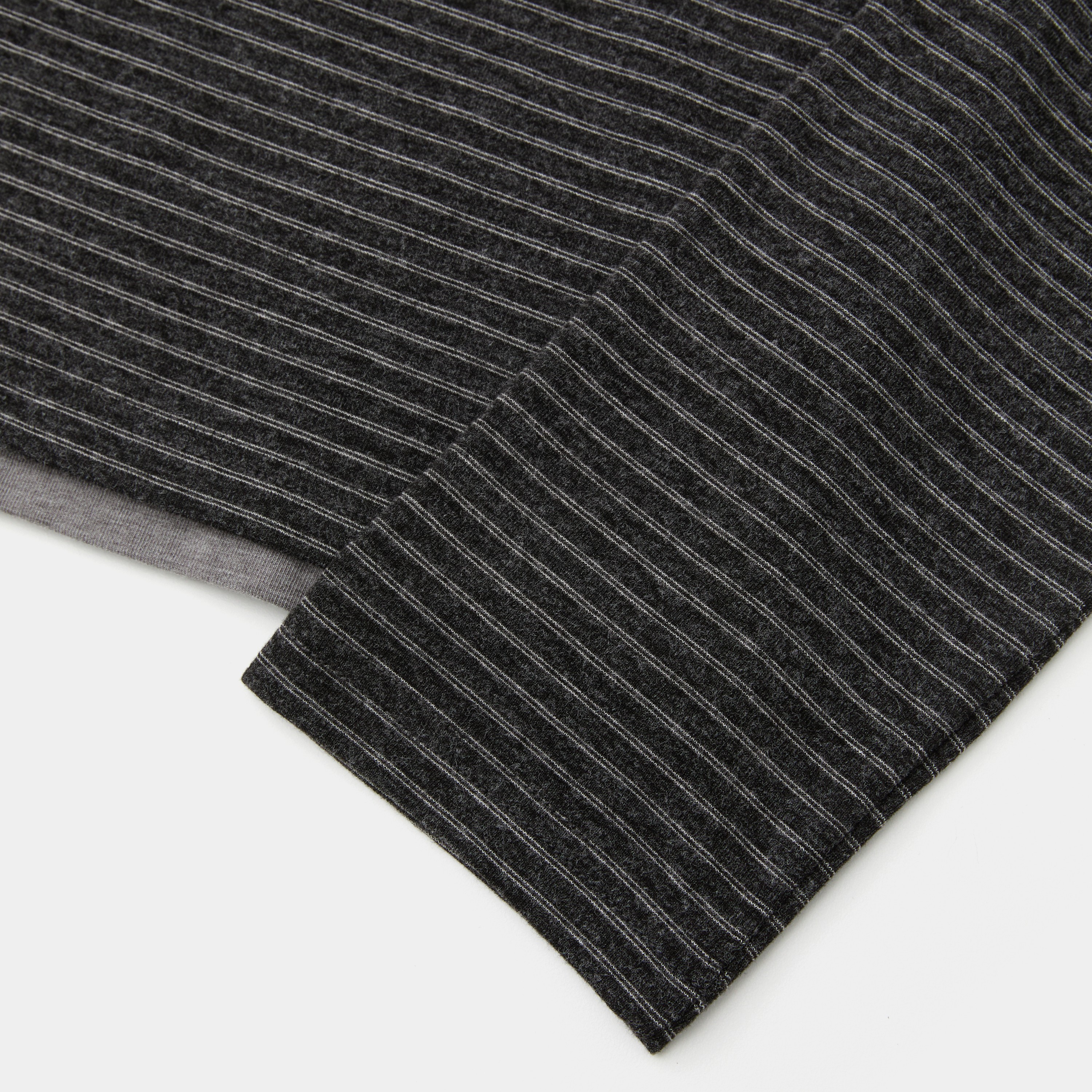 Stripe Layered Henley Neck Long Sleeve-CHARCOAL 5