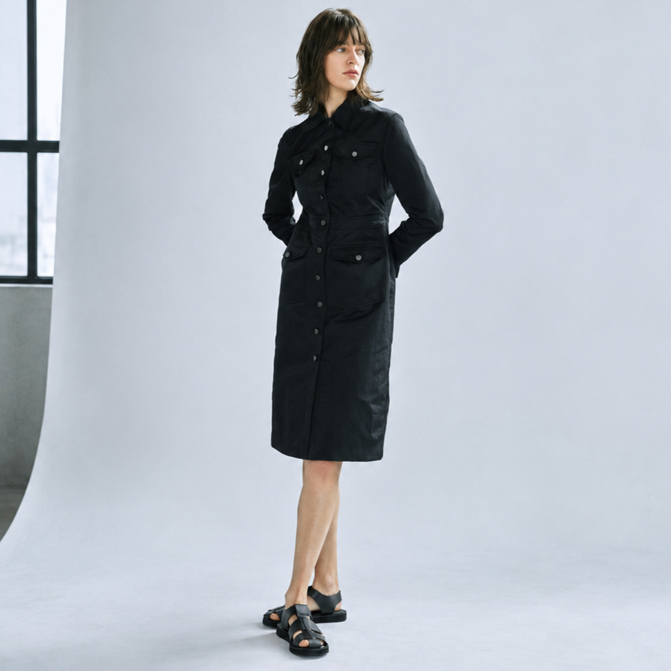 365 Button down dress-BLACK 4