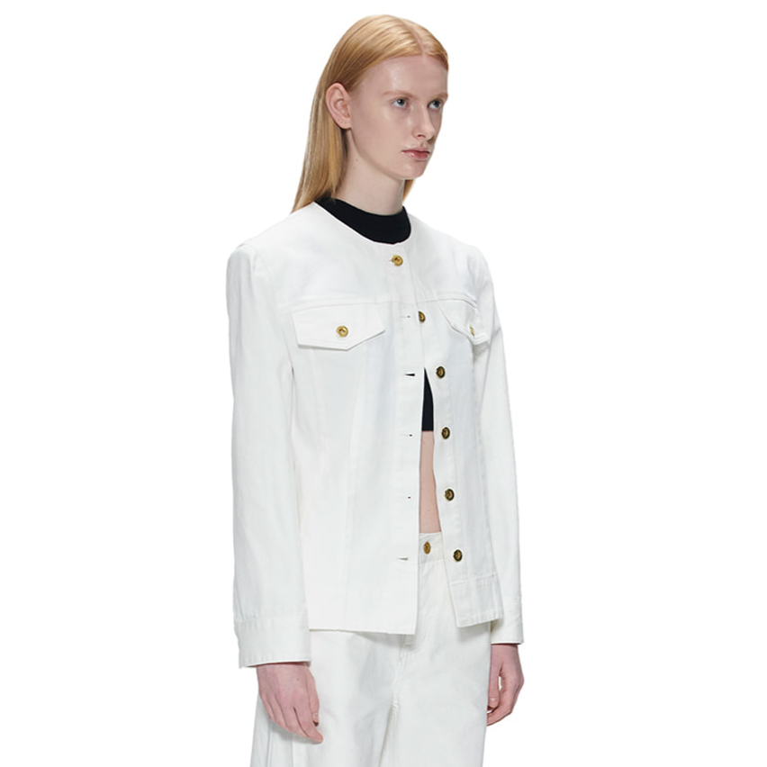 CURVED LINE DENIM JACKET-WHITE 5