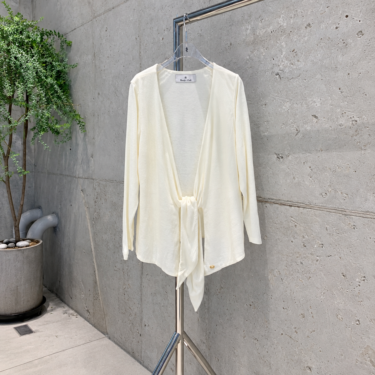 Angora Tie Double-Layered Cardigan-IVORY 5
