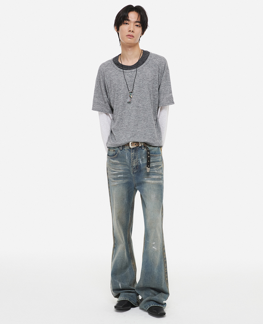 Legacy Coated Flare Denim Pants BLUE 2