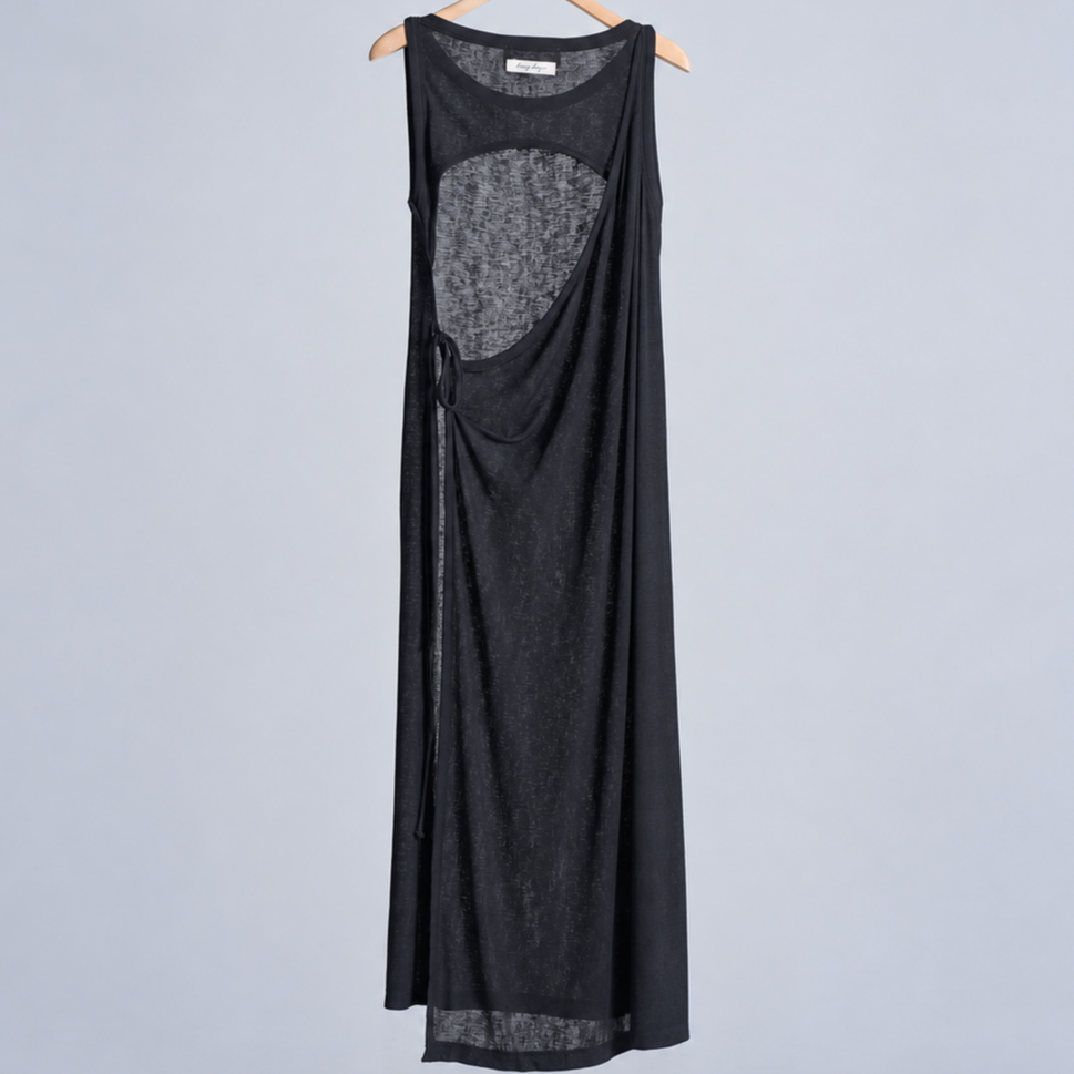 cutout back sleeveless long dress Black 6