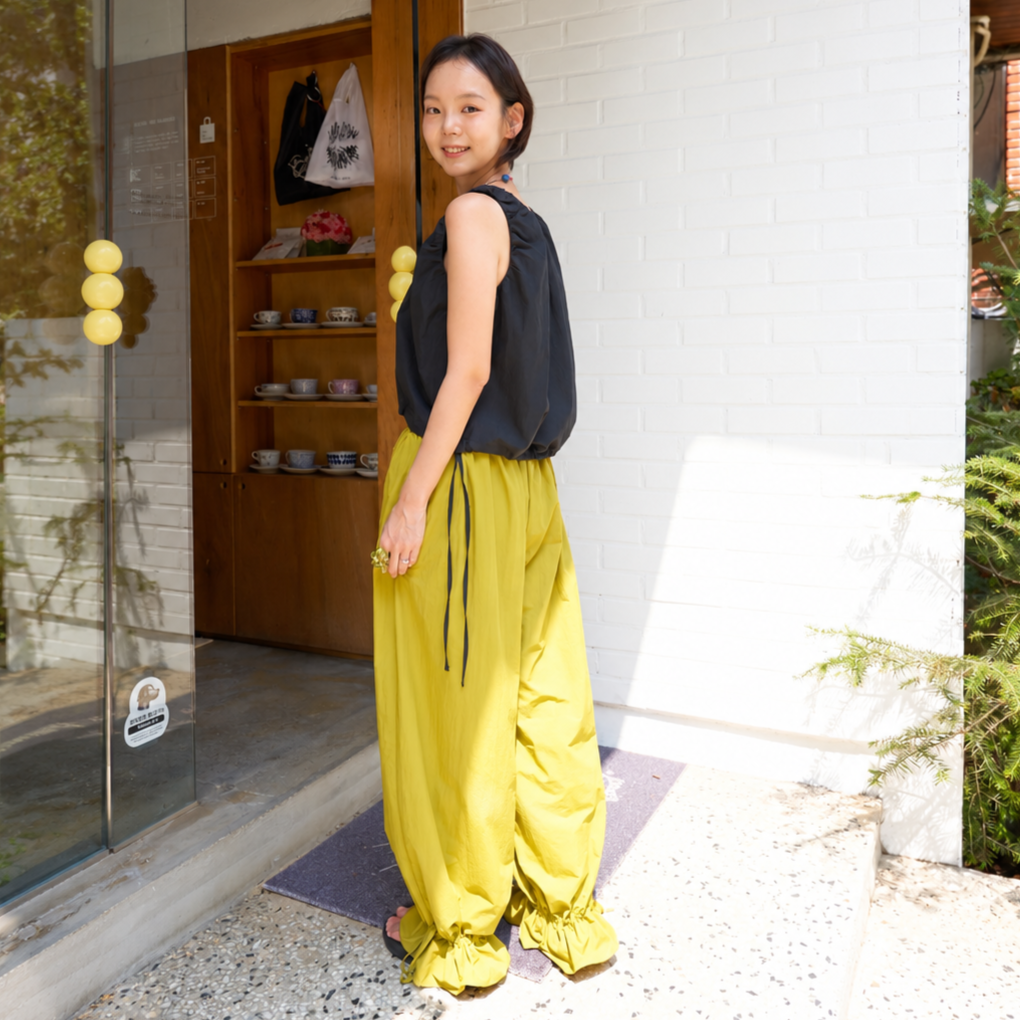 wide frill pants OLIVE 2