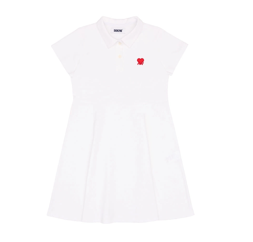 Zigzag Heart Logo Cotton Pique Dress IVORY 6