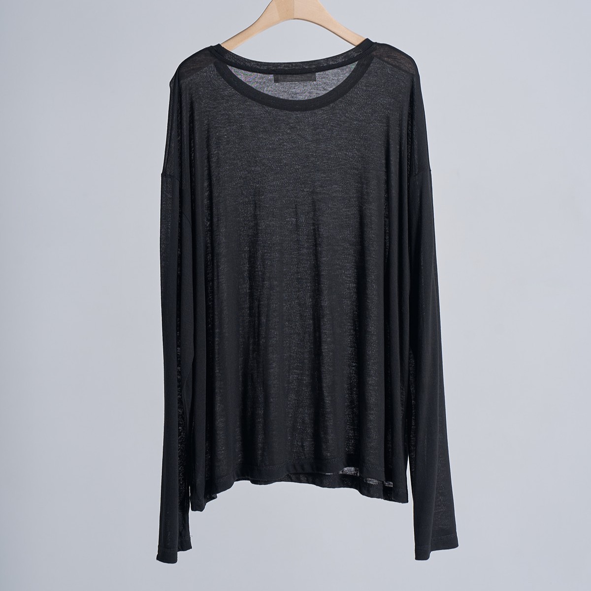 sheer slub loose fit t-shirt Black 6
