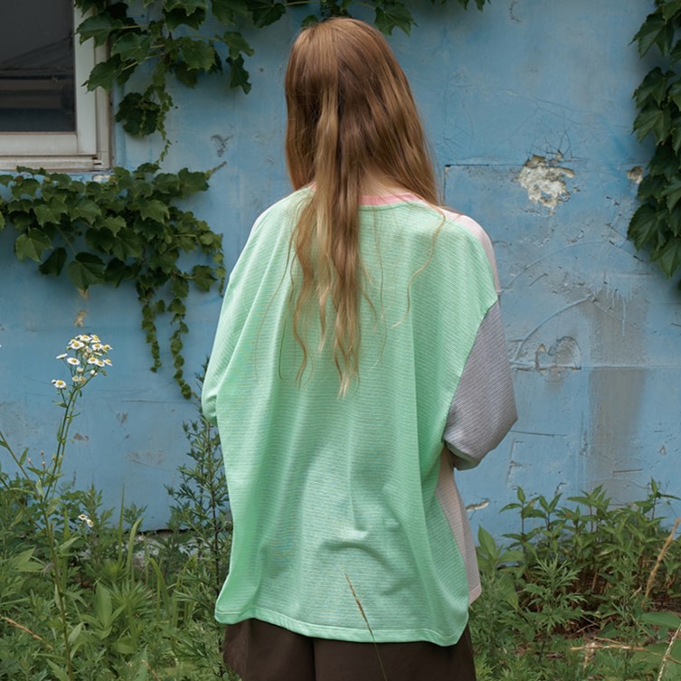 multi color block stripe t-shirt Pink 7