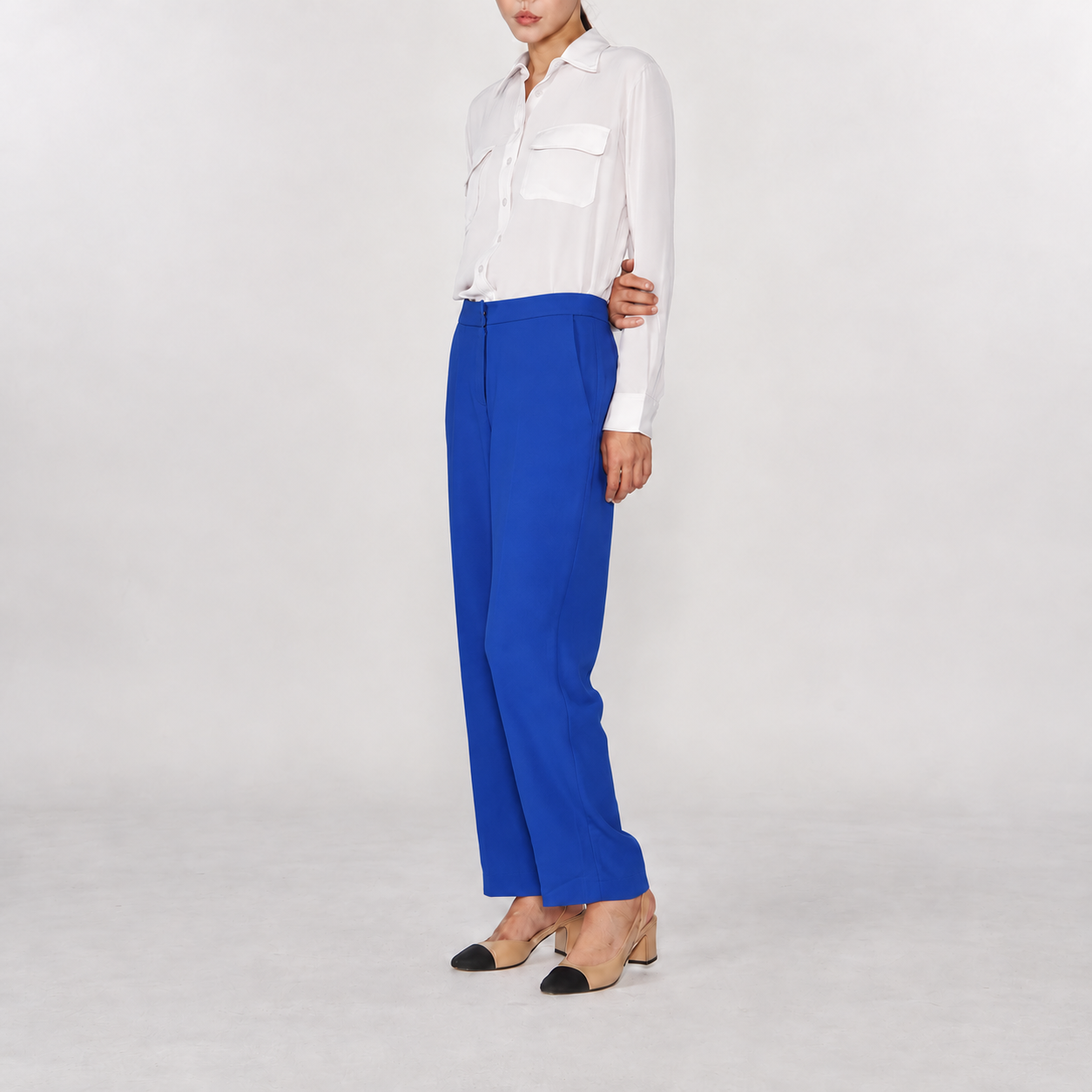 Simple Back Elasticated Slacks BLUE 2