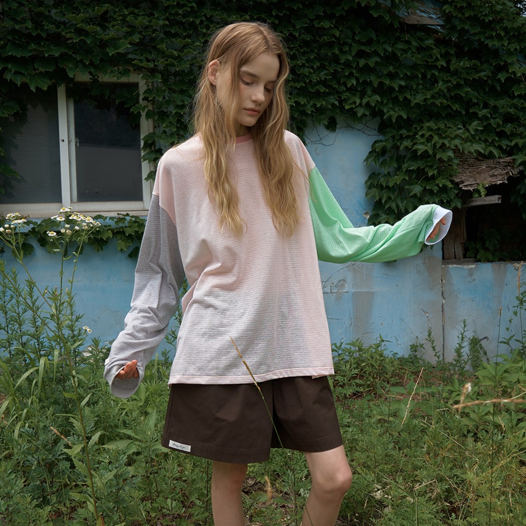 multi color block stripe t-shirt Pink 3