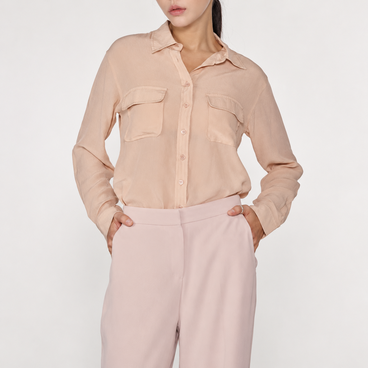 Simple Back Elasticated Slacks PINK 5