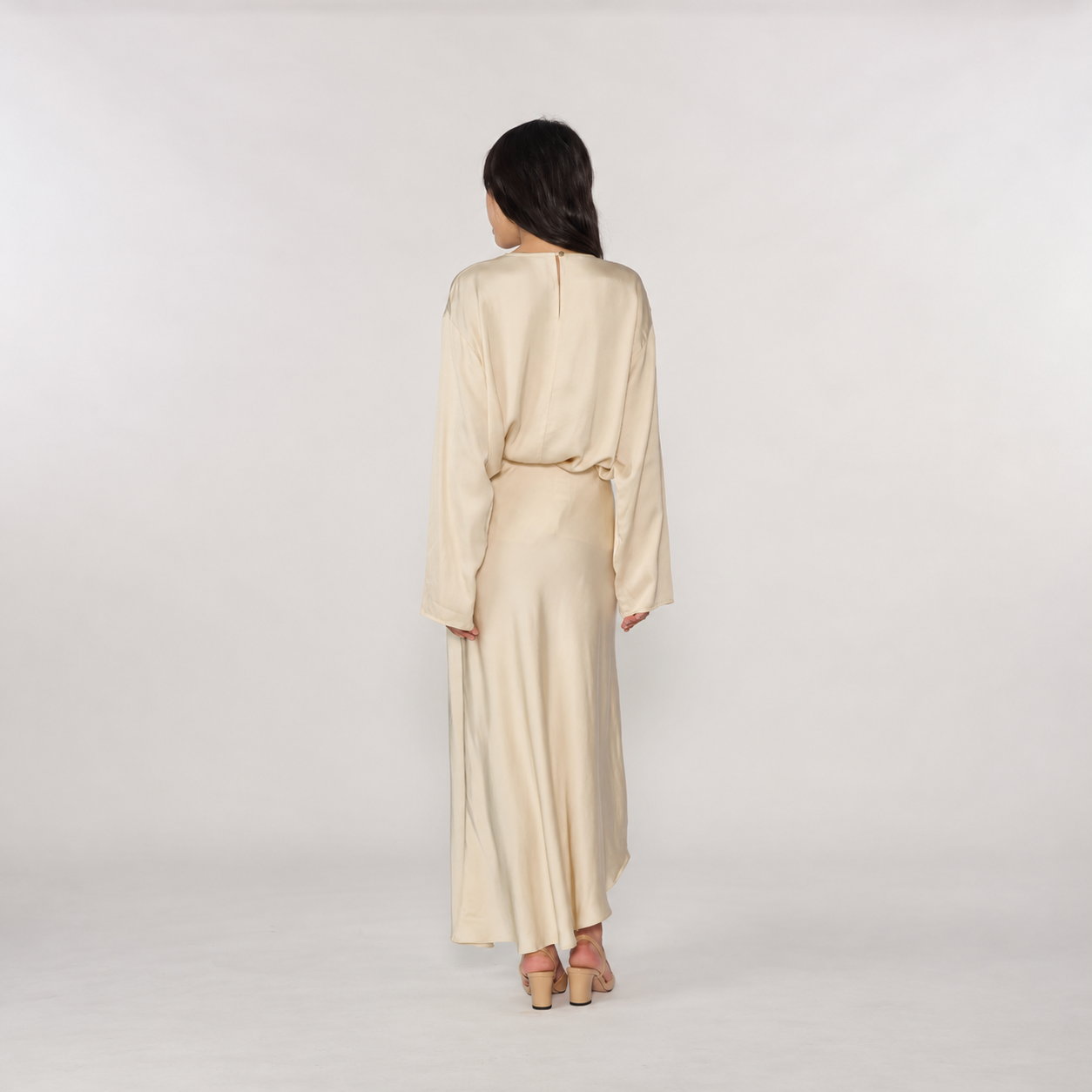Silky Back Slit Blouse CREAM 4
