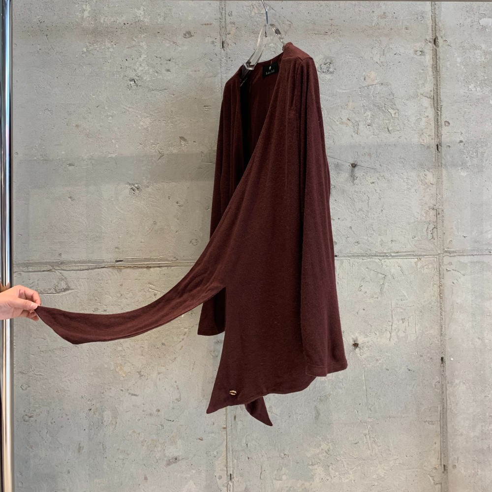 Angora Tie Double-Layered Cardigan BURGUNDY 6