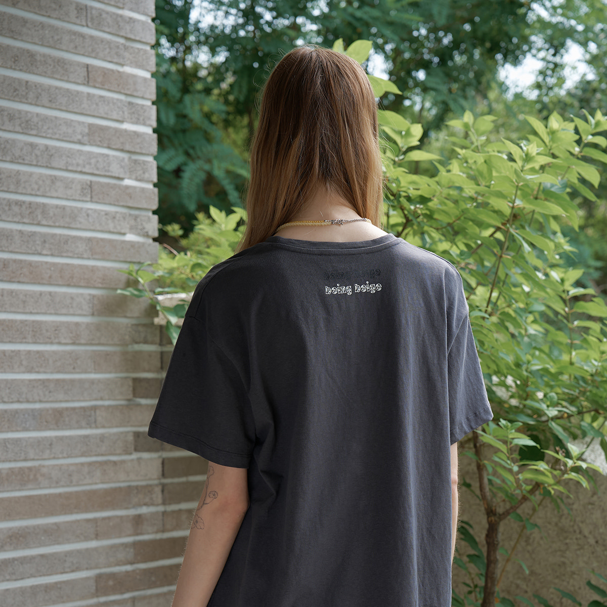 basic lettering t-shirt Charcoal Grey 3