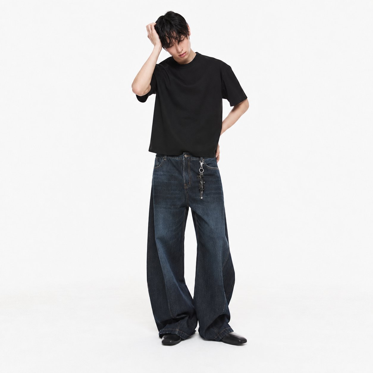 Curved Denim Pants DARK BLUE 8