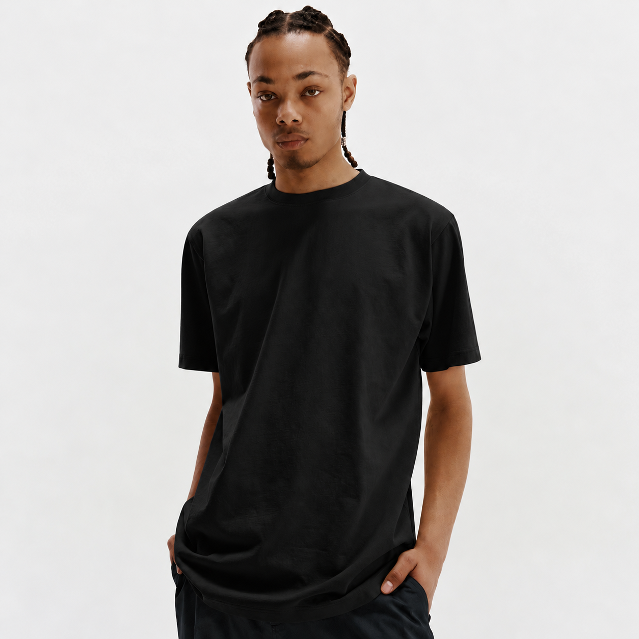 Round Neck T-Shirt-BLACK 3