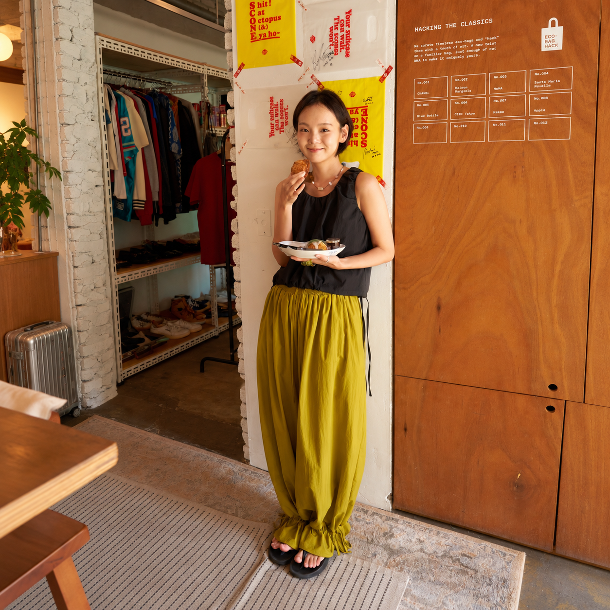 wide frill pants OLIVE 5
