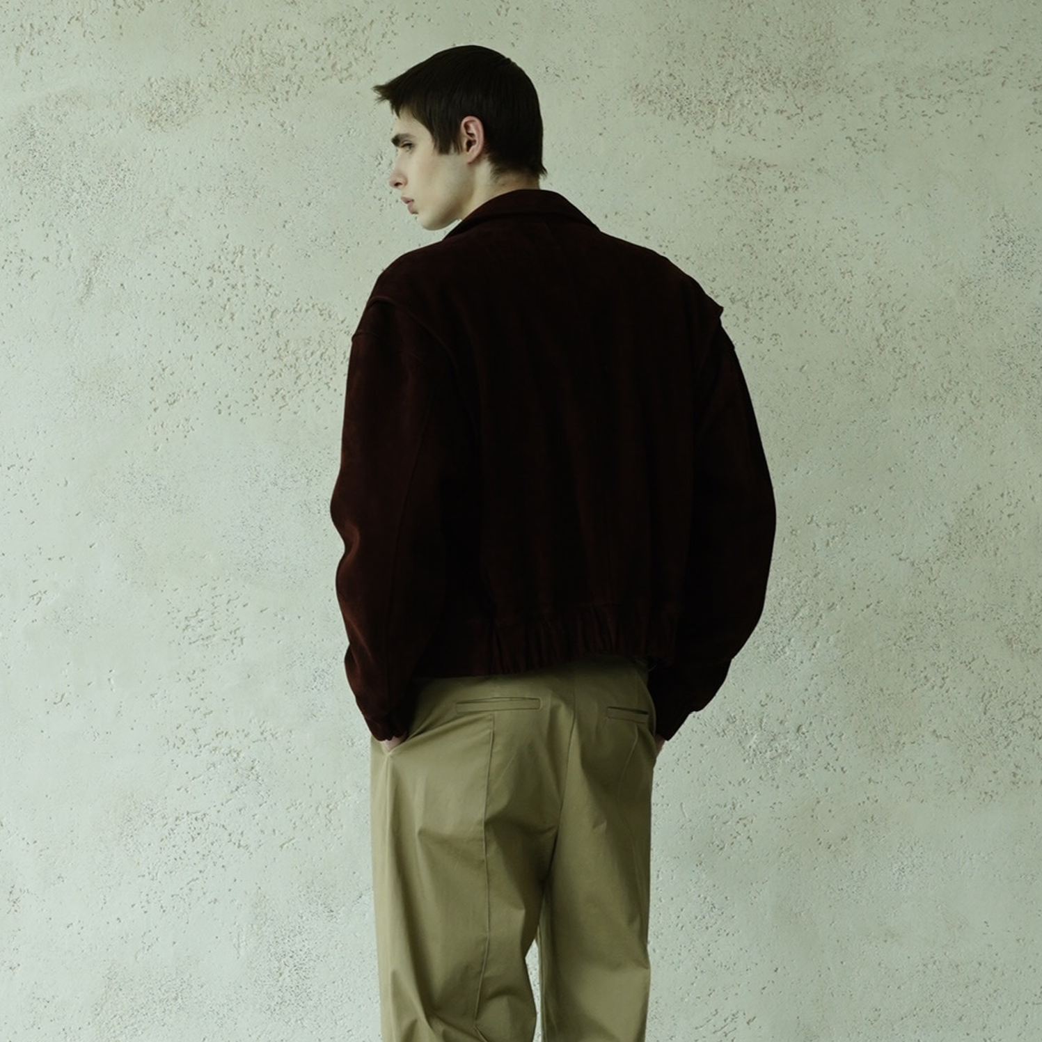 STANDARD BOMBER SUEDE JACKET BURGUNDY 2