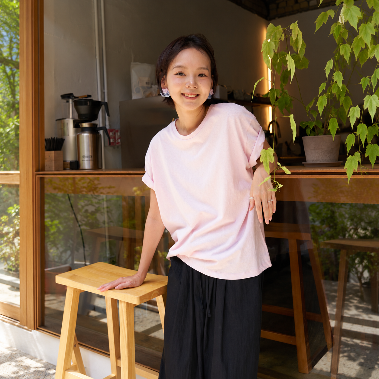 easy wide banding pants Black 3