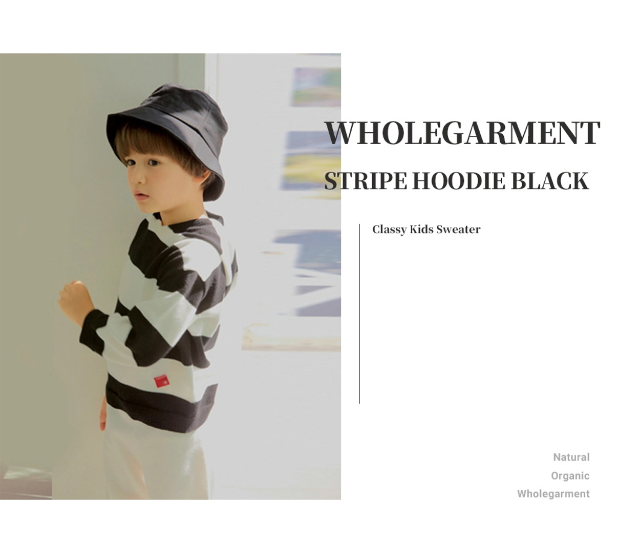Wholegarment Stripe Hoodie BLACK 2