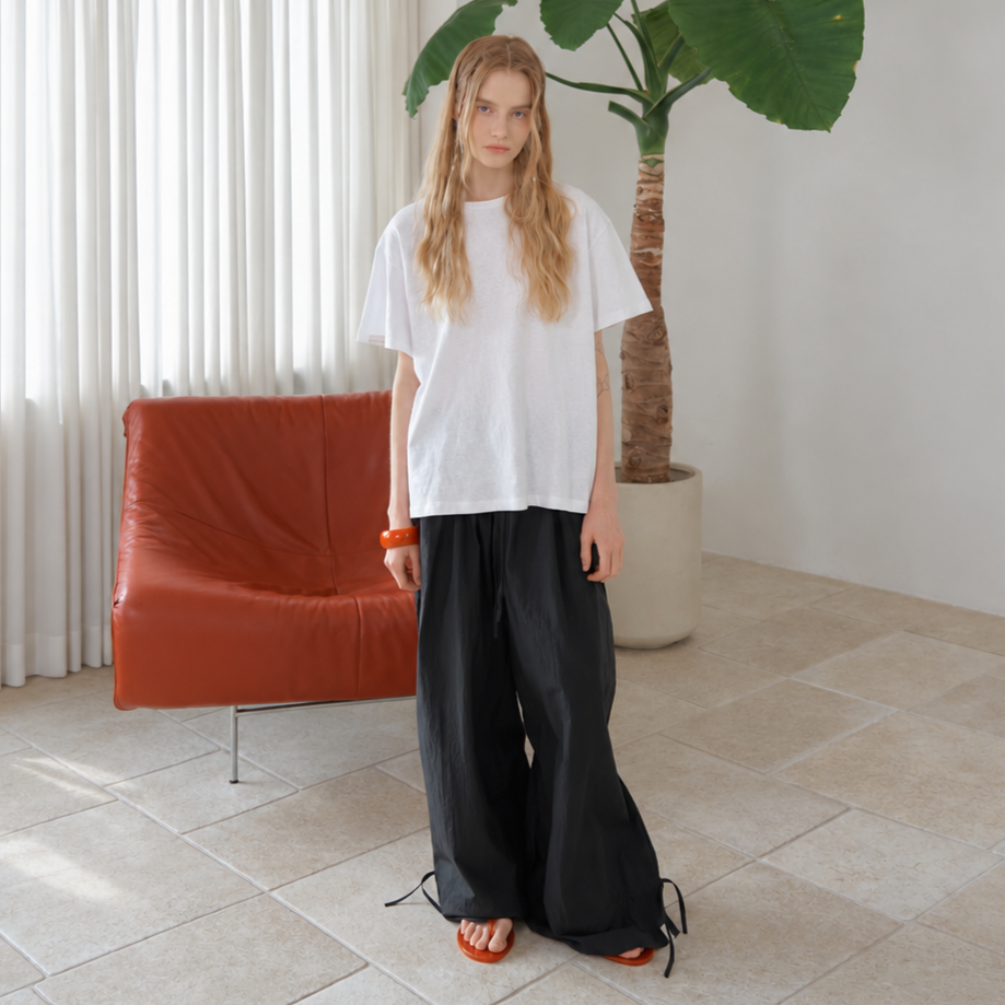 wide frill pants Black 2