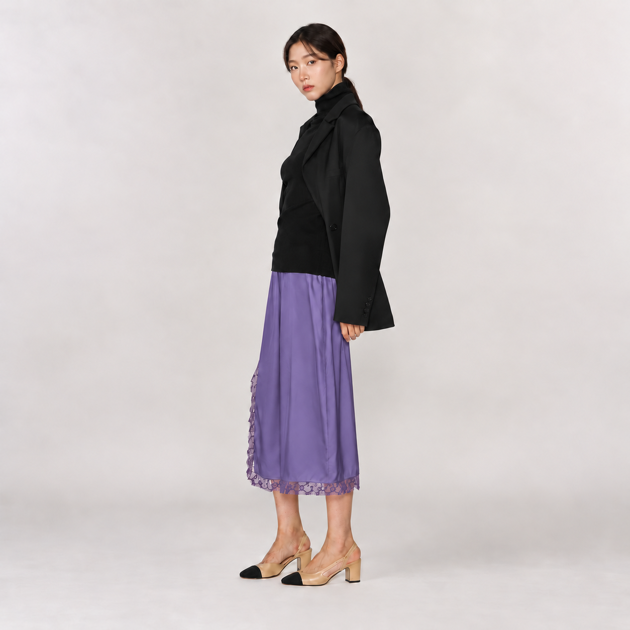 Lace Slit Skirt PURPLE 3