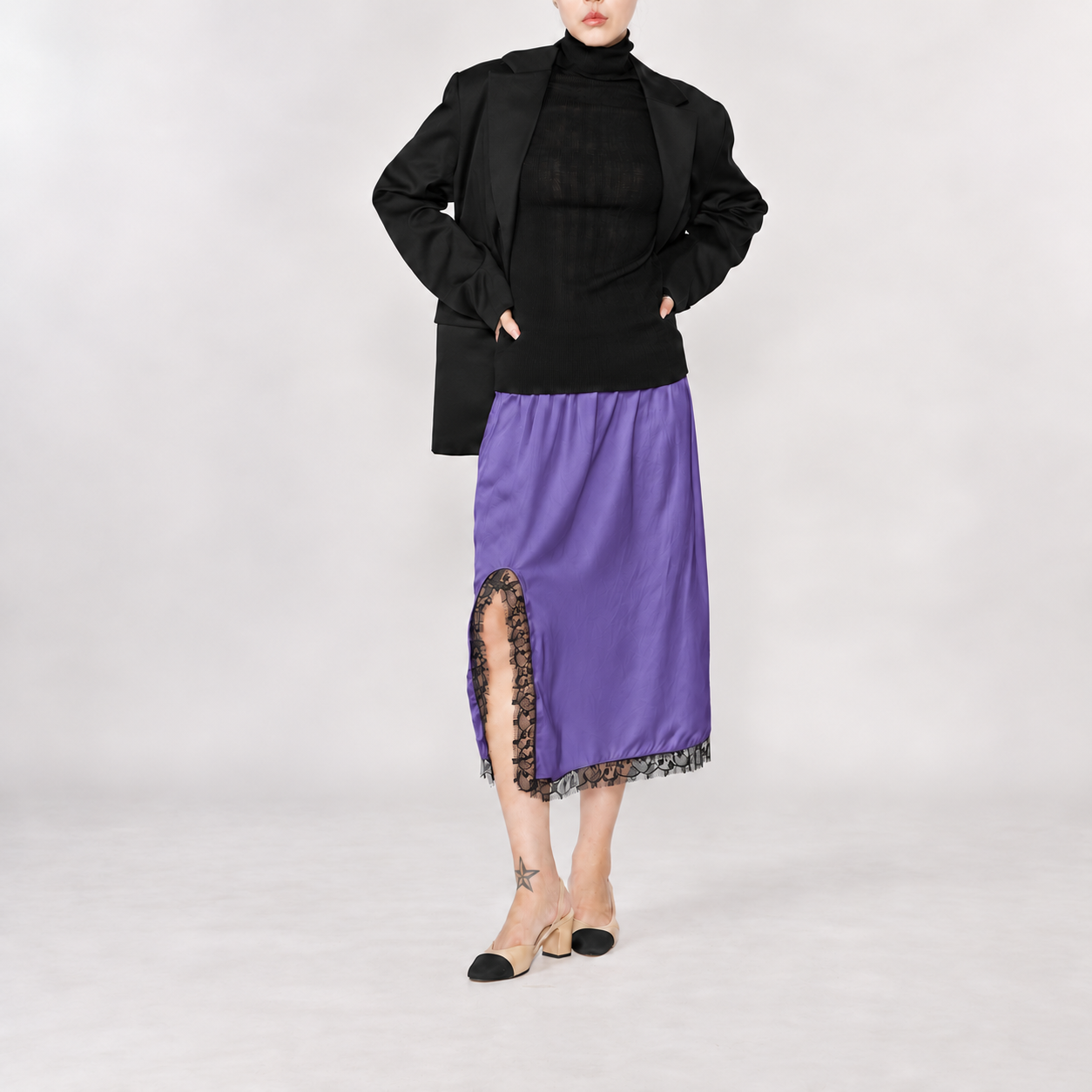 Lace Slit Skirt PURPLE 5