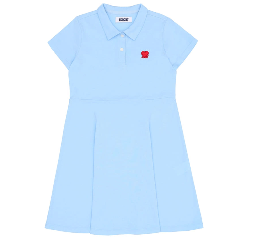 Zigzag Heart Logo Cotton Pique Dress LIGHT BLUE 7