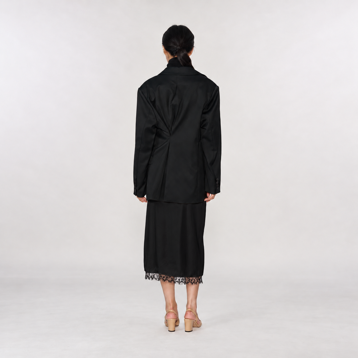レーススリットスカート 黒 (BLK) 4