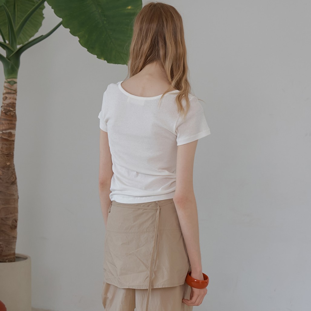 u-neck loveyou short sleeve t-shirt Ivory 3
