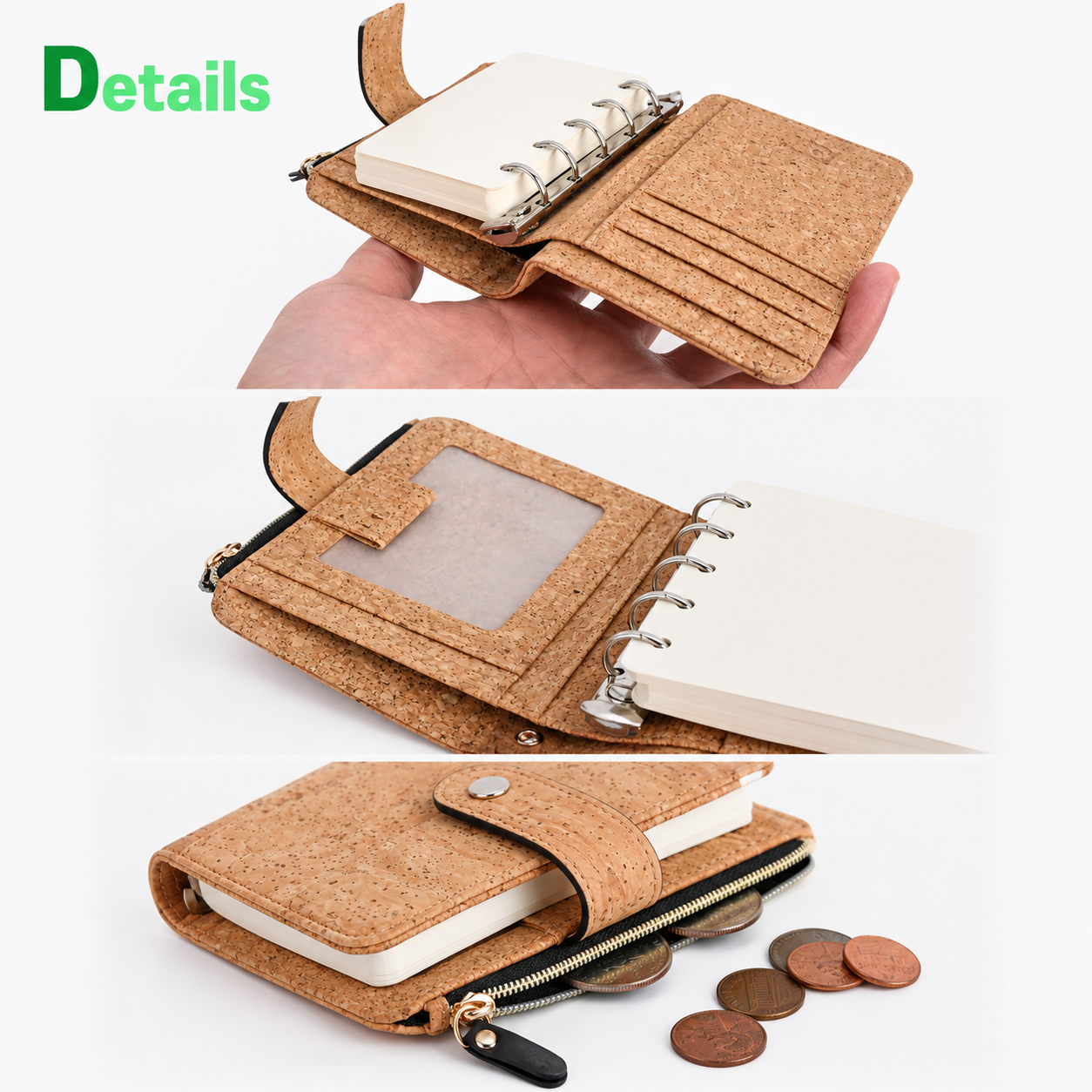 Vegan Cork Note Wallet-Beige 4
