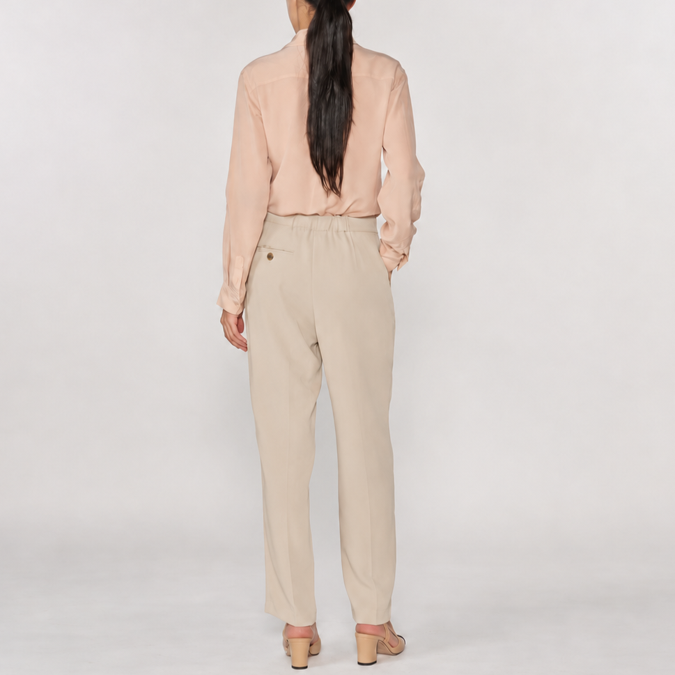 Simple Back Elasticated Slacks BEIGE 3