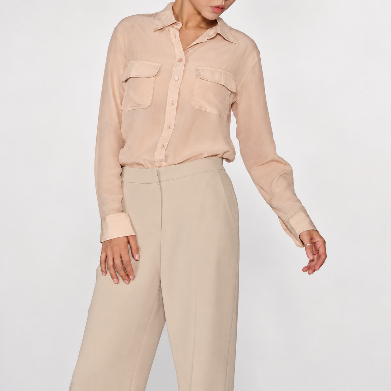Simple Back Elasticated Slacks BEIGE 5