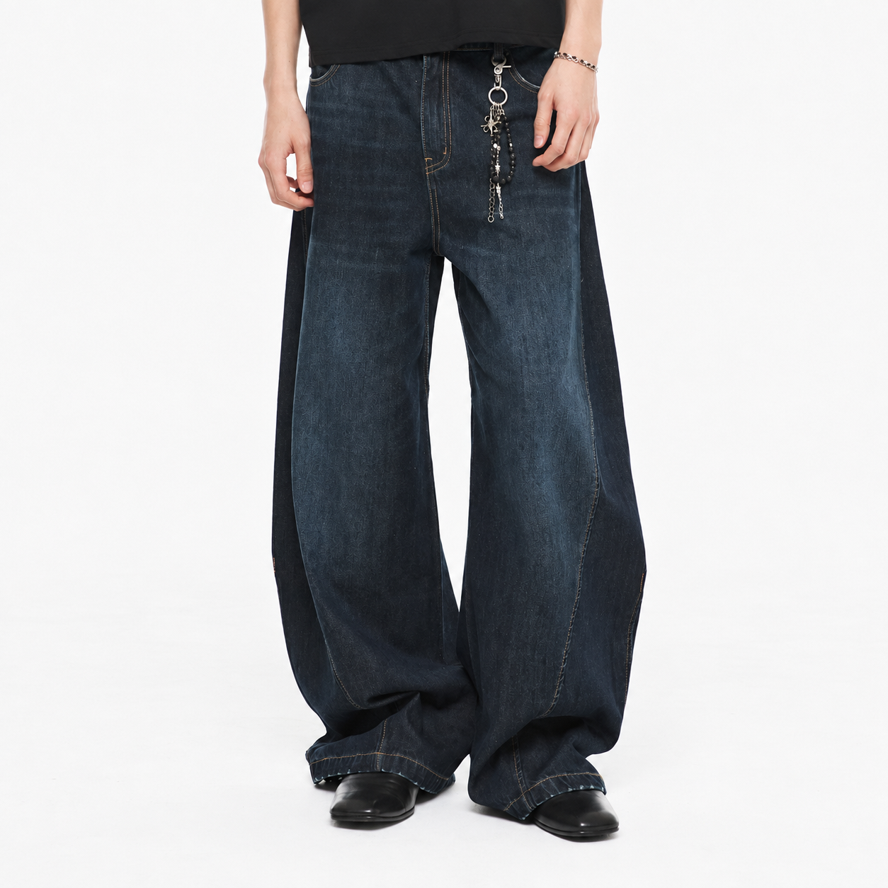 Curved Denim Pants DARK BLUE 2