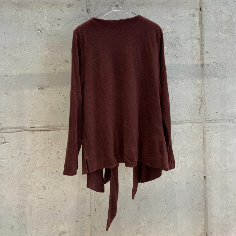 Angora Tie Double-Layered Cardigan BURGUNDY 7