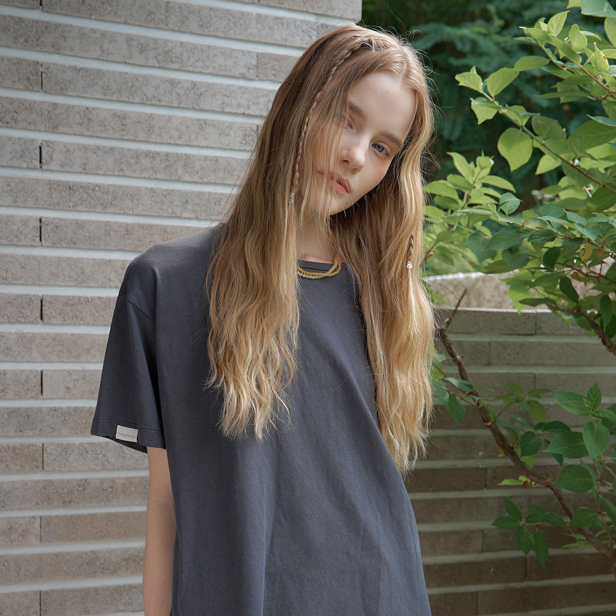 basic lettering t-shirt Charcoal Grey 2
