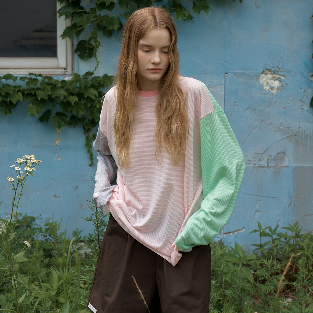 multi color block stripe t-shirt Pink 2