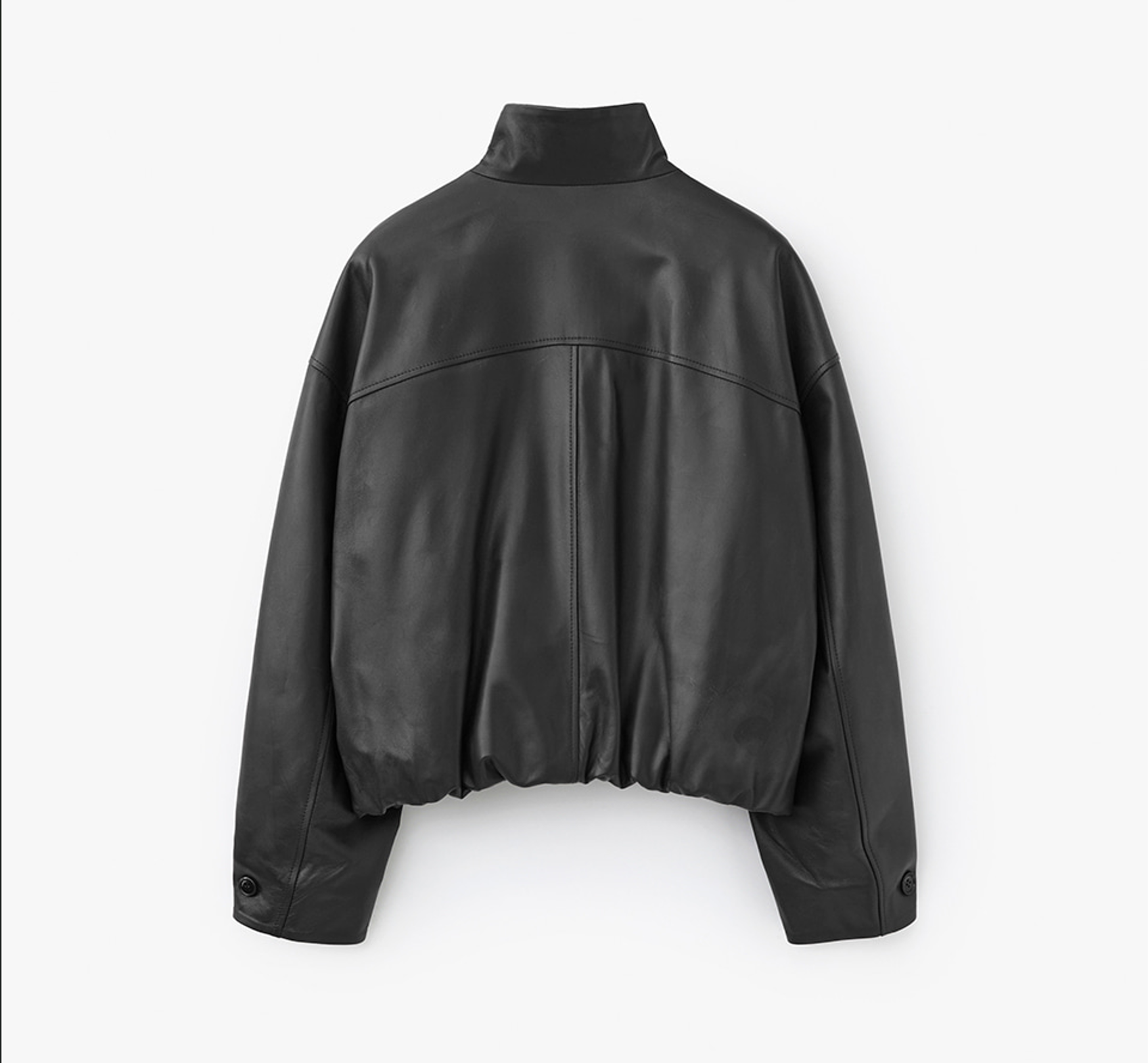 GATHERED LEATHER JACKET BLACK 4