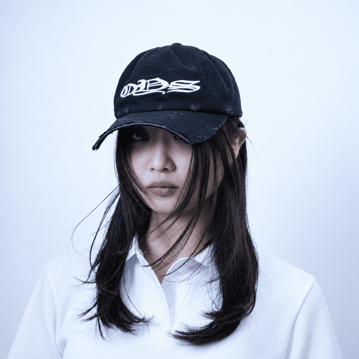 Asymmetric OYS Embroidered Distressed Cap Black 5