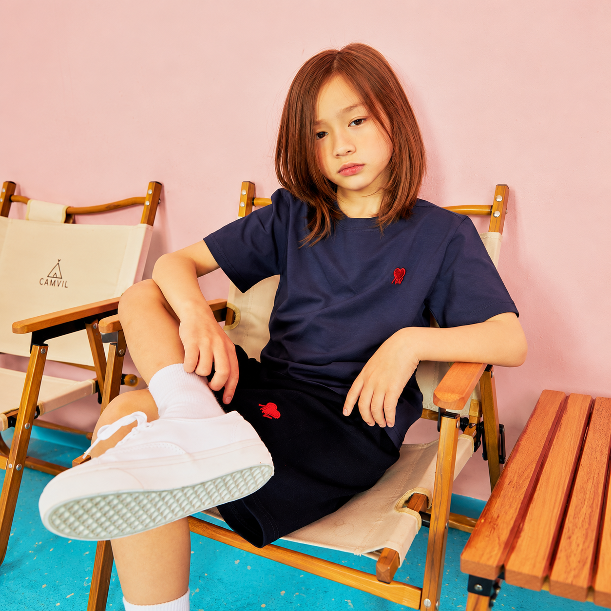Zigzag Heart Logo T-Shirt NAVY 2