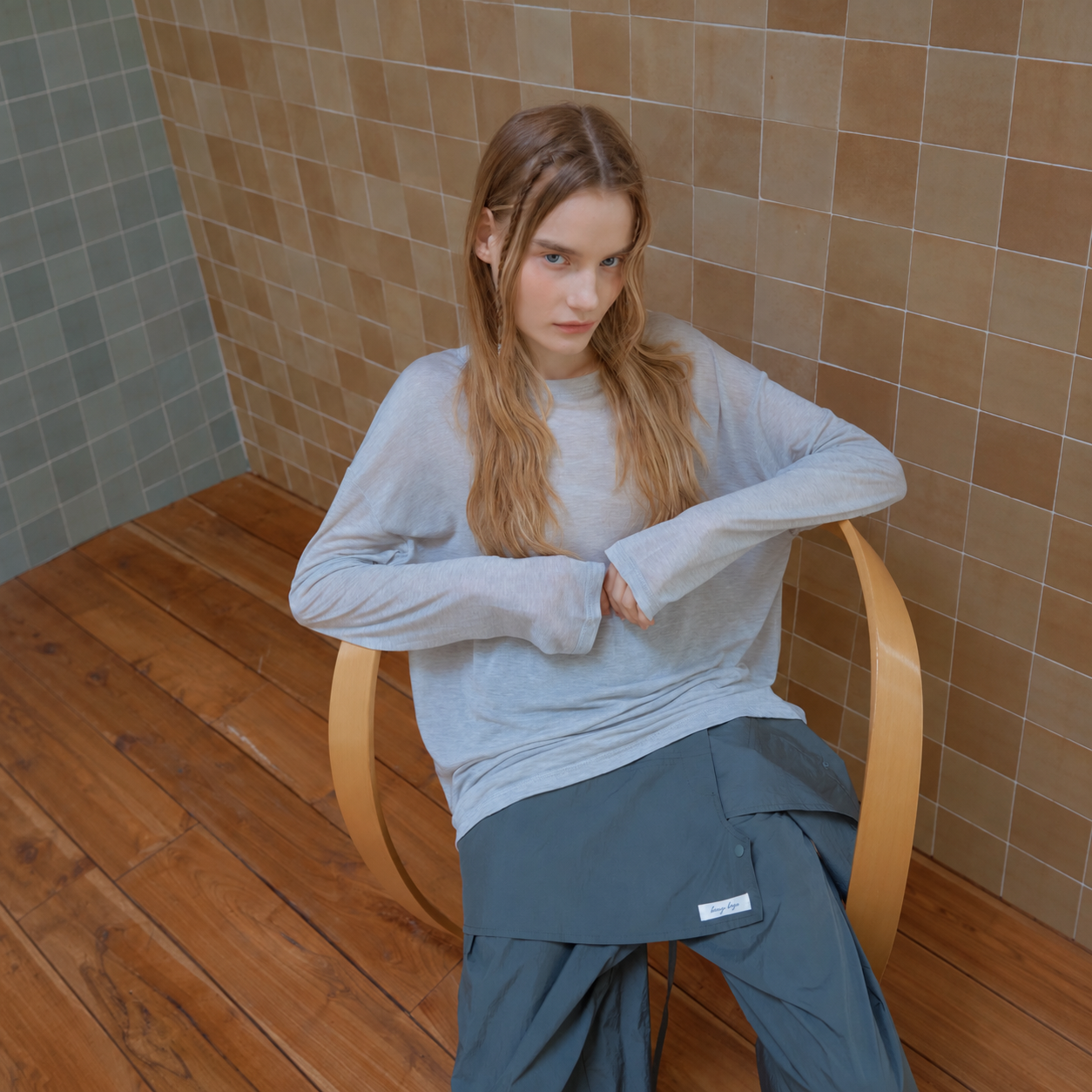 透け感のあるスラブ生地のゆったりとしたTシャツ オートミールメランジュ (OME) 6