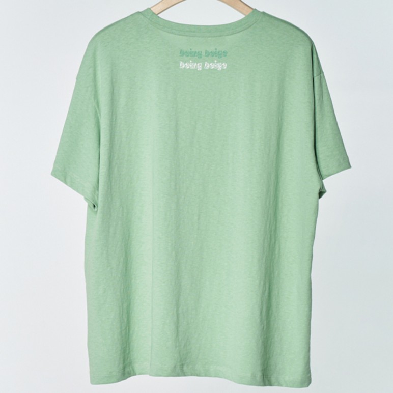 ベーシックなレタリングTシャツ-緑 (GRN) 8