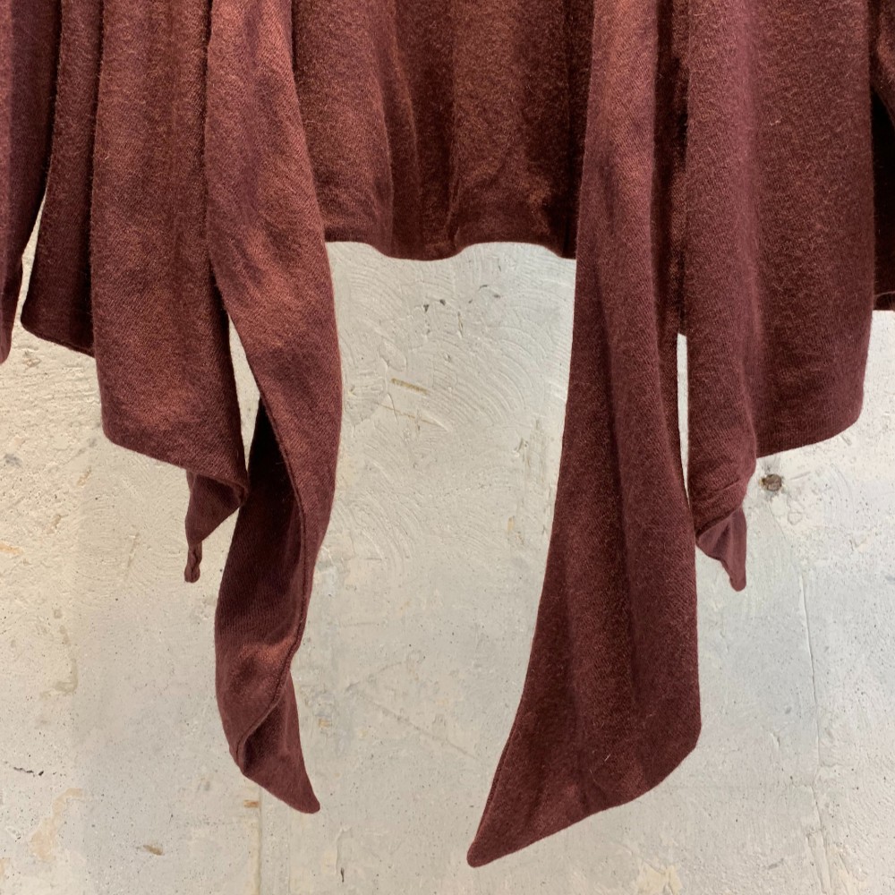 Angora Tie Double-Layered Cardigan BURGUNDY 8