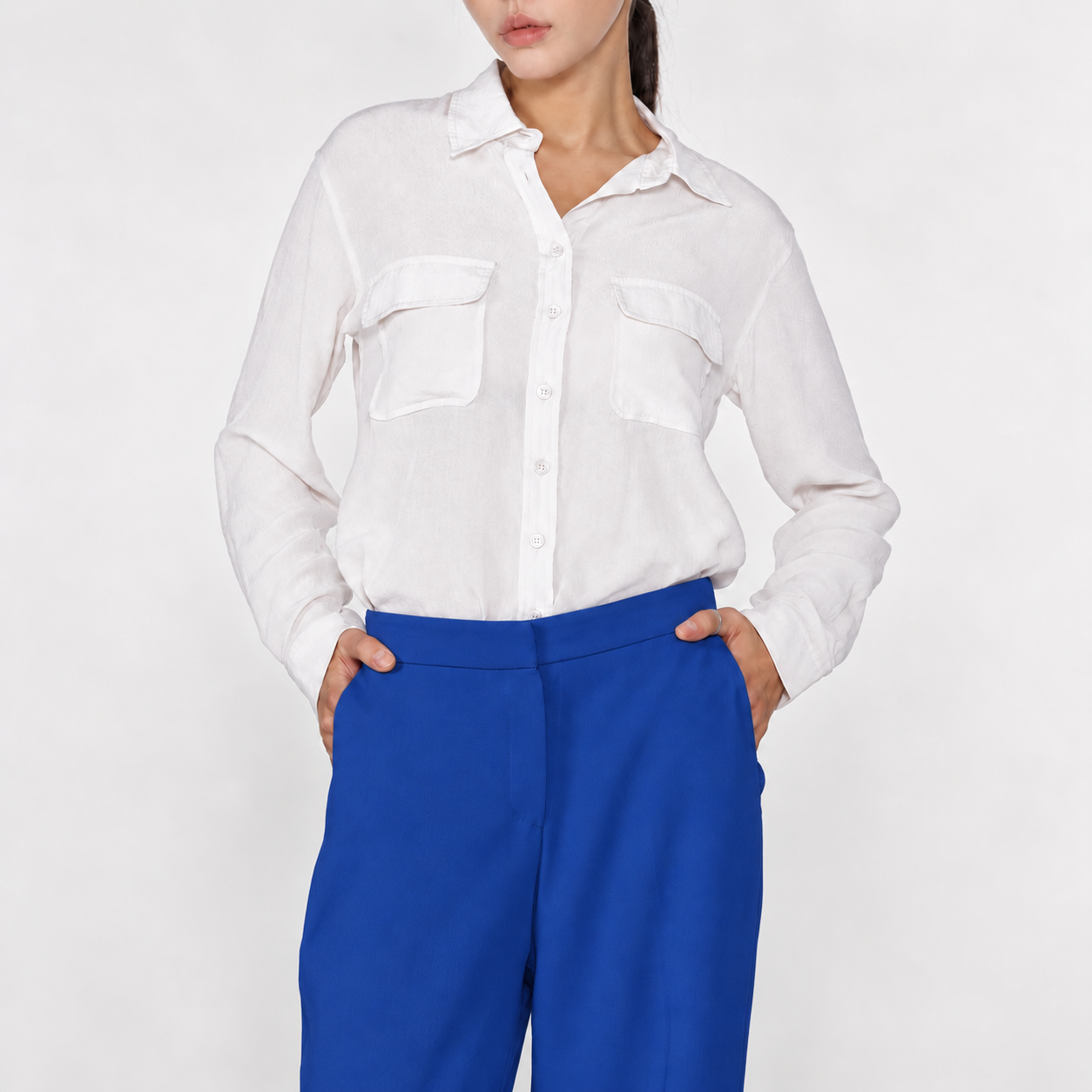 Simple Back Elasticated Slacks BLUE 5