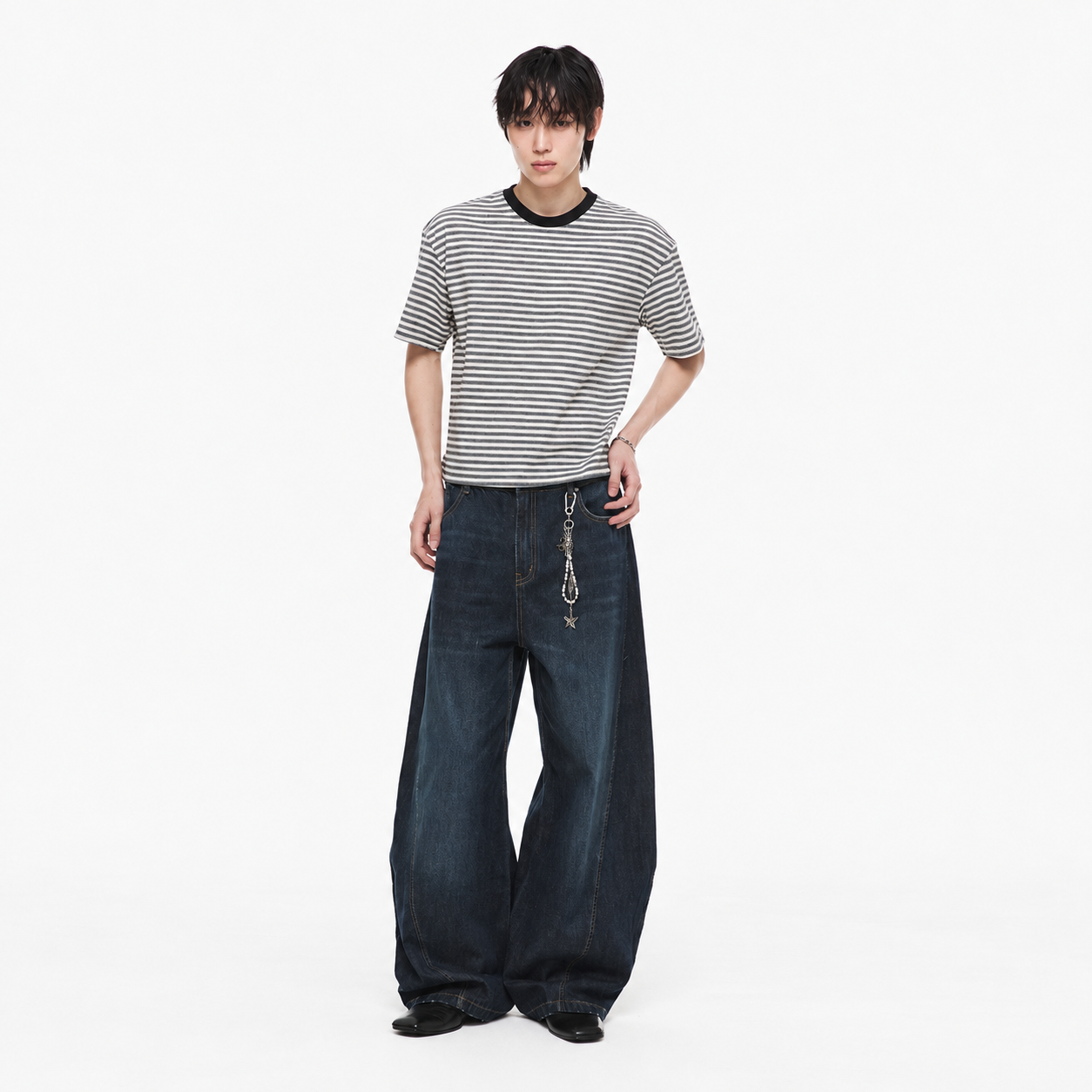 Curved Denim Pants DARK BLUE 5