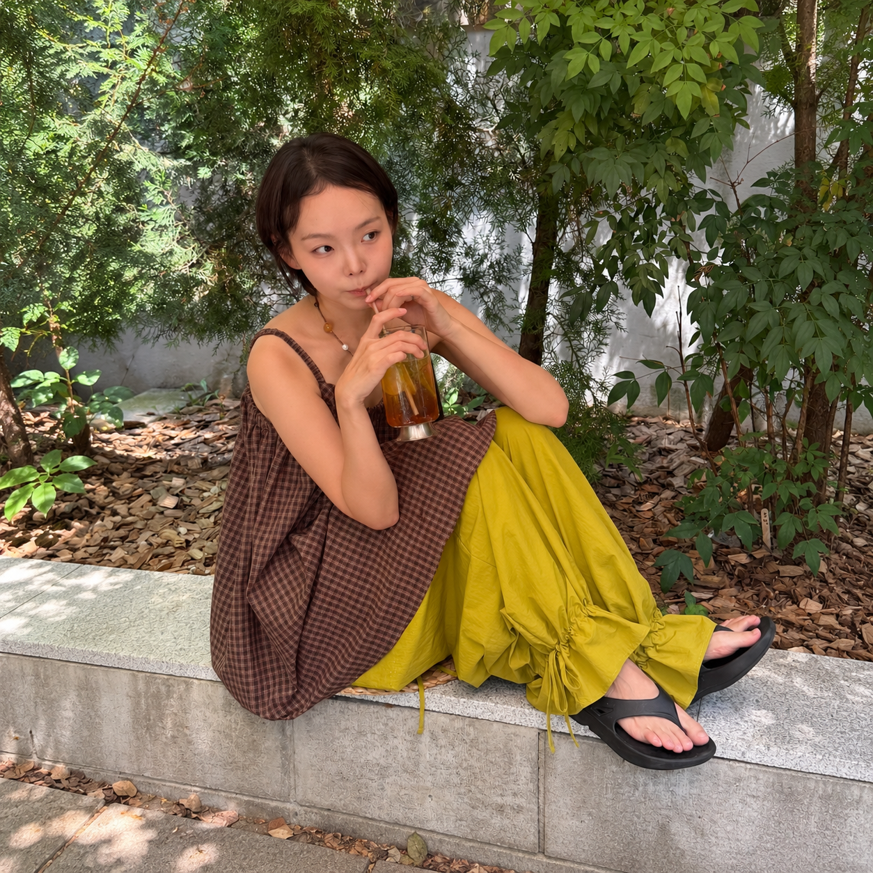 wide frill pants OLIVE 4