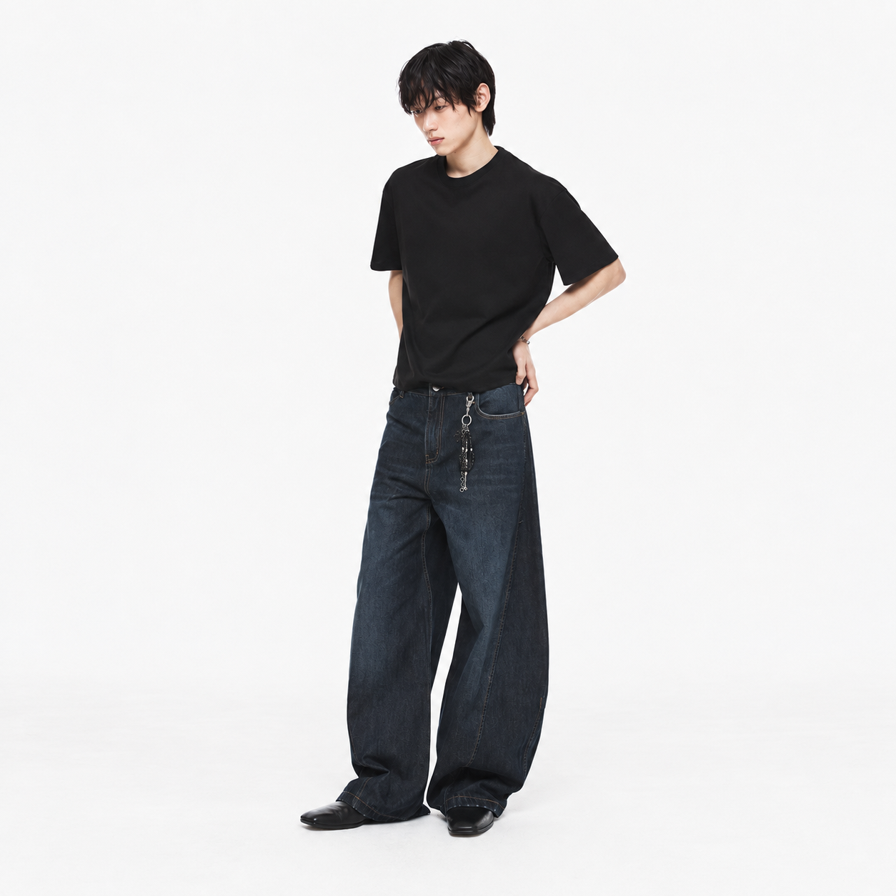 Curved Denim Pants DARK BLUE 7